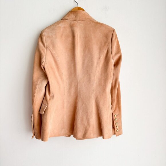 L'Agence Nude Beige Double Breasted Suede Goatskin Blazer 6 - Picture 4 of 14